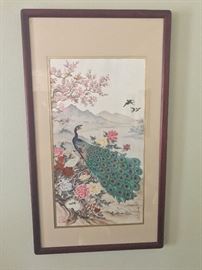 Oriental framed silk