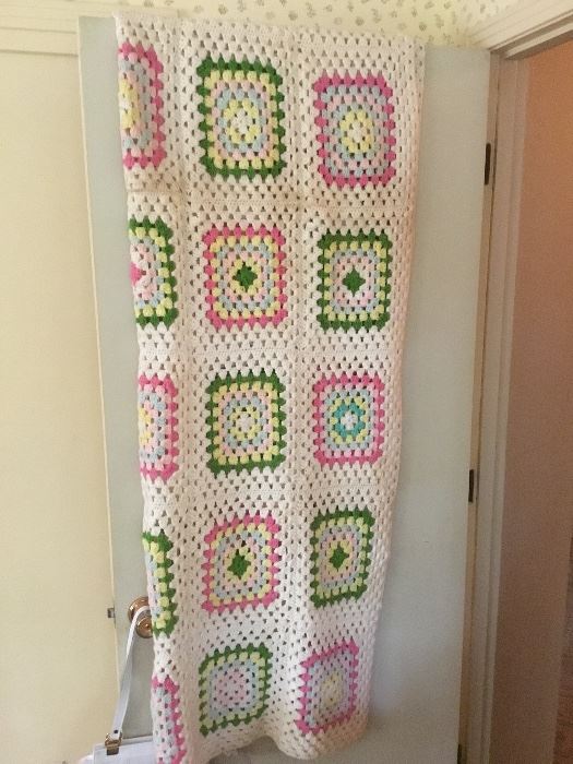 Very nice pink and green pastel colored afghan