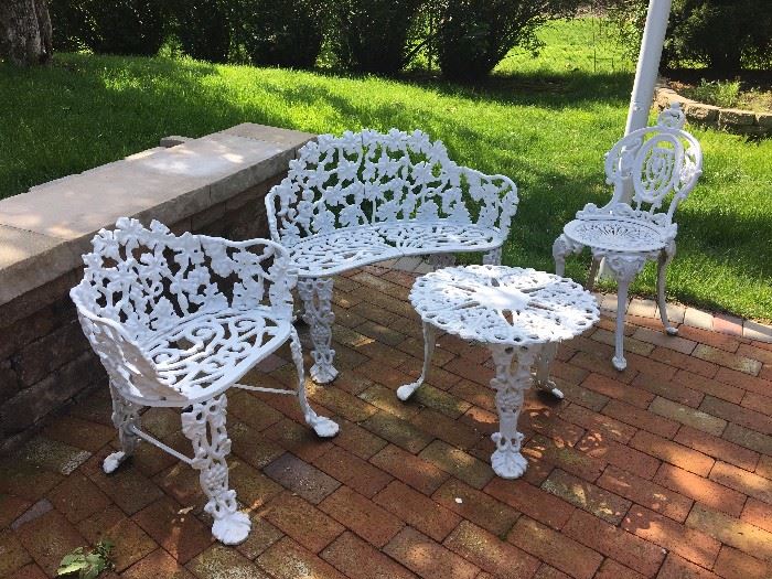 Cast iron white patio furniture 