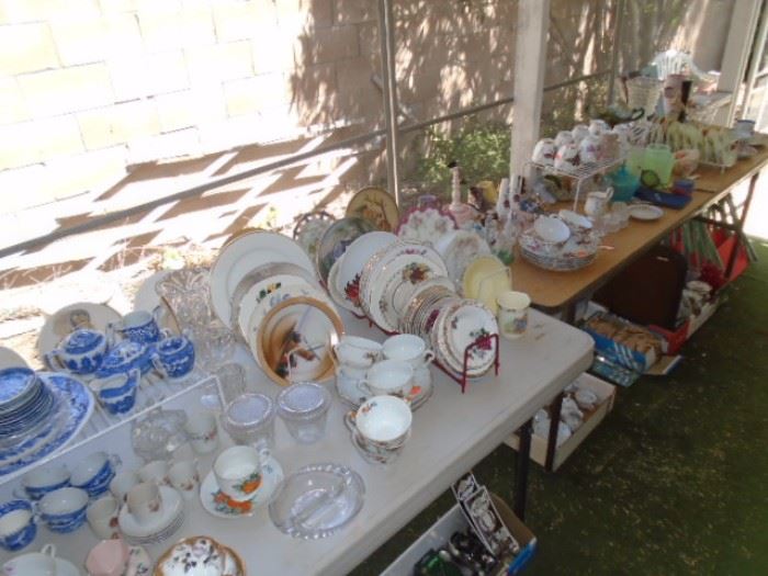 Vintage china, dishes and glass