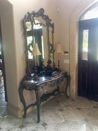 Antique French console and mirror 