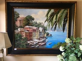 Original large Portofino Italy painting 