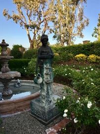 Palatial 7' Bronze lady fountain 