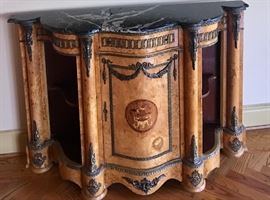 French Louis XV inlaid cabinet with marble top 