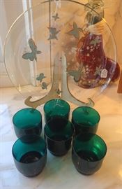 1950's Teal Crystal Tumblers