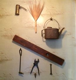 Miners's Lamp, Vintage Pliers, Level, More