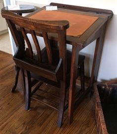 Antique Child's School Desk and Chair