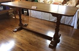 Timeless Oak Trestle Table, 66" X 30", Perfect for Library, Dining Space, More