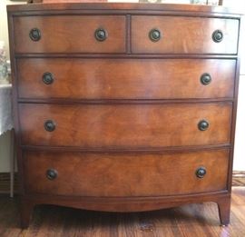 Fine Mahogany Bow Front Chest of Drawers with Line Inlay