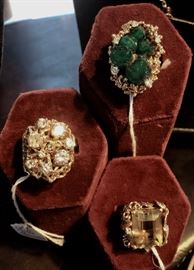 "Chatham Emerald" Ring, Diamond Ring, Citrine Ring