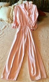 Vintage Petal Pink Raw Silk Jump Suit
