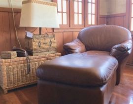Comfortable Chaise; Basketry Table Lamp