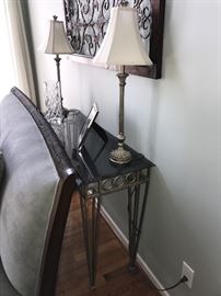SOFA TABLE WITH TALL SLIM LAMPS