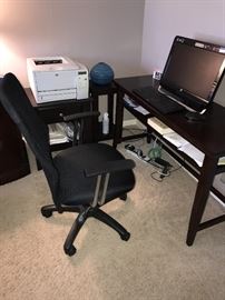 WOODEN DESK AND OFFICE CHAIR