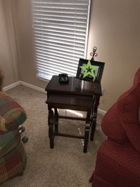 TWO WOODEN NESTING TABLES
