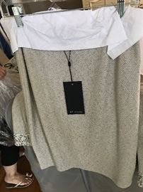 ST. JOHN KNIT BY MARIE GRAY-SEQUIN GREY JACKET AND SKIRT