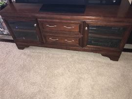 WOOD AND GLASS MEDIA CENTER-TV STAND