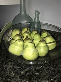 CLEAR BOWL WITH PEARS AND PIER 1 IMPORTS HOME DECOR’
