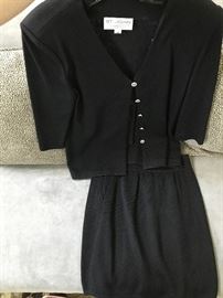 ST. JOHN KNIT BY MARIE GRAY-BLACK JACKET AND SKIRT