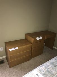 LIGHT OAK DESK AND SMALL DRESSER