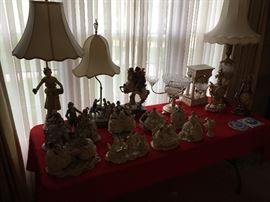 ORNATE LAMPS, FIGURINES