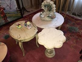 DECORATIVE MARBLE TOP SIDE TABLES