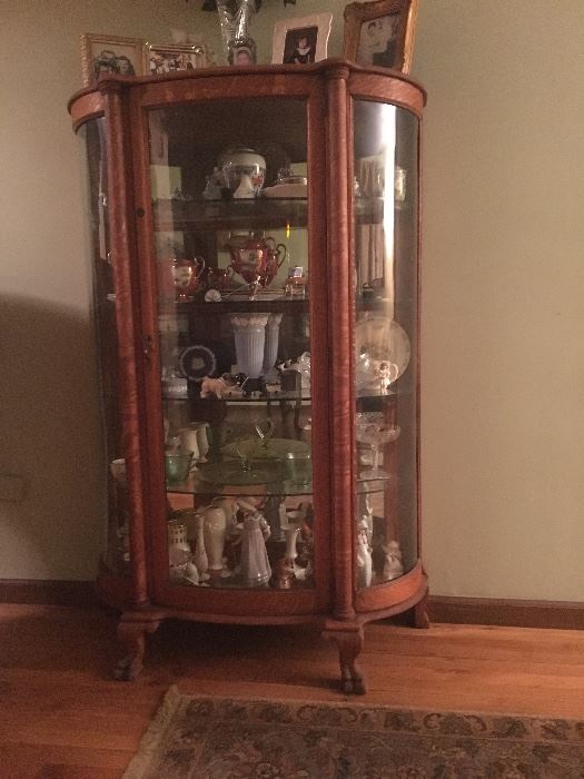 Curio (with Lion's feet, mirrored back, glass shelves)