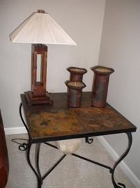 Matching tile top wrought iron base 2 end tables, sofa table and coffee table