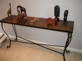 Matching tile top wrought iron base 2 end tables, sofa table and coffee table