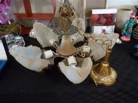 Antique Chandelier five shell/petal shades! Absolutely stunning and unique!