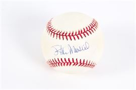 Stan Musial Signed Baseball: A Stan Musial signed baseball. It features an official Rawlings ball signed by former St. Louis Cardinals outfielder “Stan the Man” Musial in blue ink.