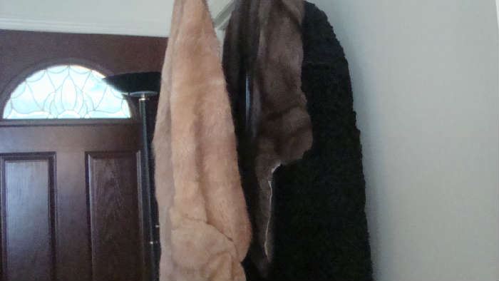 furs and curly Persian lamb coat and hat