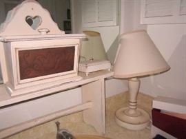 Painted shelving and boxes