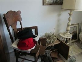 Old wooden boxes - chair, lamps