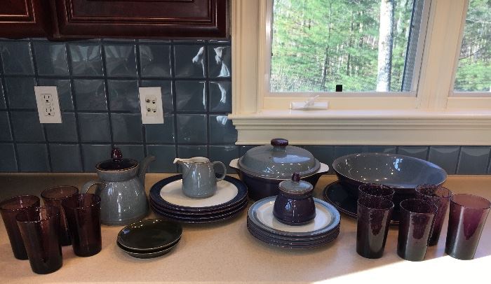Denby "Storm" stoneware dishware, England, service for 8 with additional serving pieces