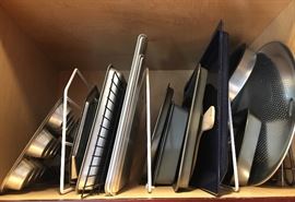 Many high end pots, pans, dishes to choose from.