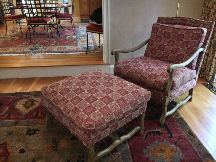 ‘Minton Spidell’ upholstered down filled 	armchair w/ matching ottoman