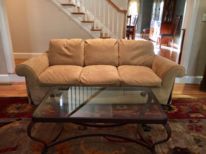 Aluminum and glass coffee table along with the A-Rudin microsuede sofa to match the love seat!
