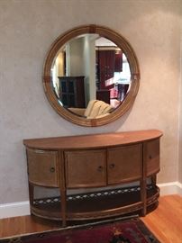 Bamboo and wicker sideboard with round bamboo wall mirror