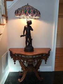 Rococo - style pier table w/ drop pendants and shell carving, refinished, late 19th c. 
