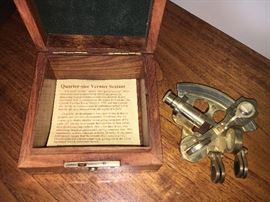 Quarter size Vernier brass sextant	