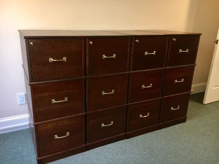 Wood 3 - drawer file cabinets (4)