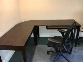 Work station desks (2) w/ keyboard pullouts, corner desk 