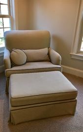 Upholstered sleeper  chair w/ ottoman