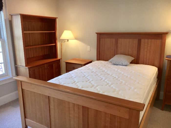 63.	‘Cherry Pond Designs’ n	atural  maple panel	bed, queen	400
‘Cherry Pond Designs’ natural  maple 2 over 3 drawer bureau and 3 - drawer nightstand	
‘Cherry Pond Designs’ natural  maple 2 - shelf bookcase on 2- door hutch -- Mattresses are like new.