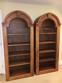 ‘Romweber’ arched 5 - shelf bookcases, pair	
