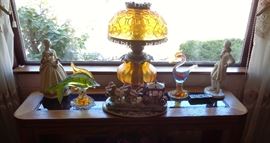 1971 EF EF Industries Antique amber parlor lamps