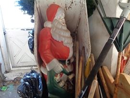 vintage large blow mold plastic yard santa
