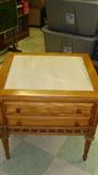 Oak Italian Style Wood Marble Top End Tables