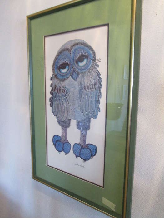 retro signed owl picture